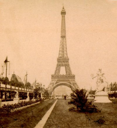 View of Eiffel Tower and Palais du Trocadéro from Jardin du Champ de Mars, Paris, France. 1889 by Unknown